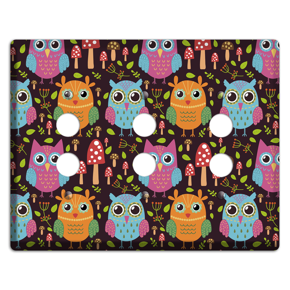 Bright Forest Owls 3 Pushbutton Wallplate