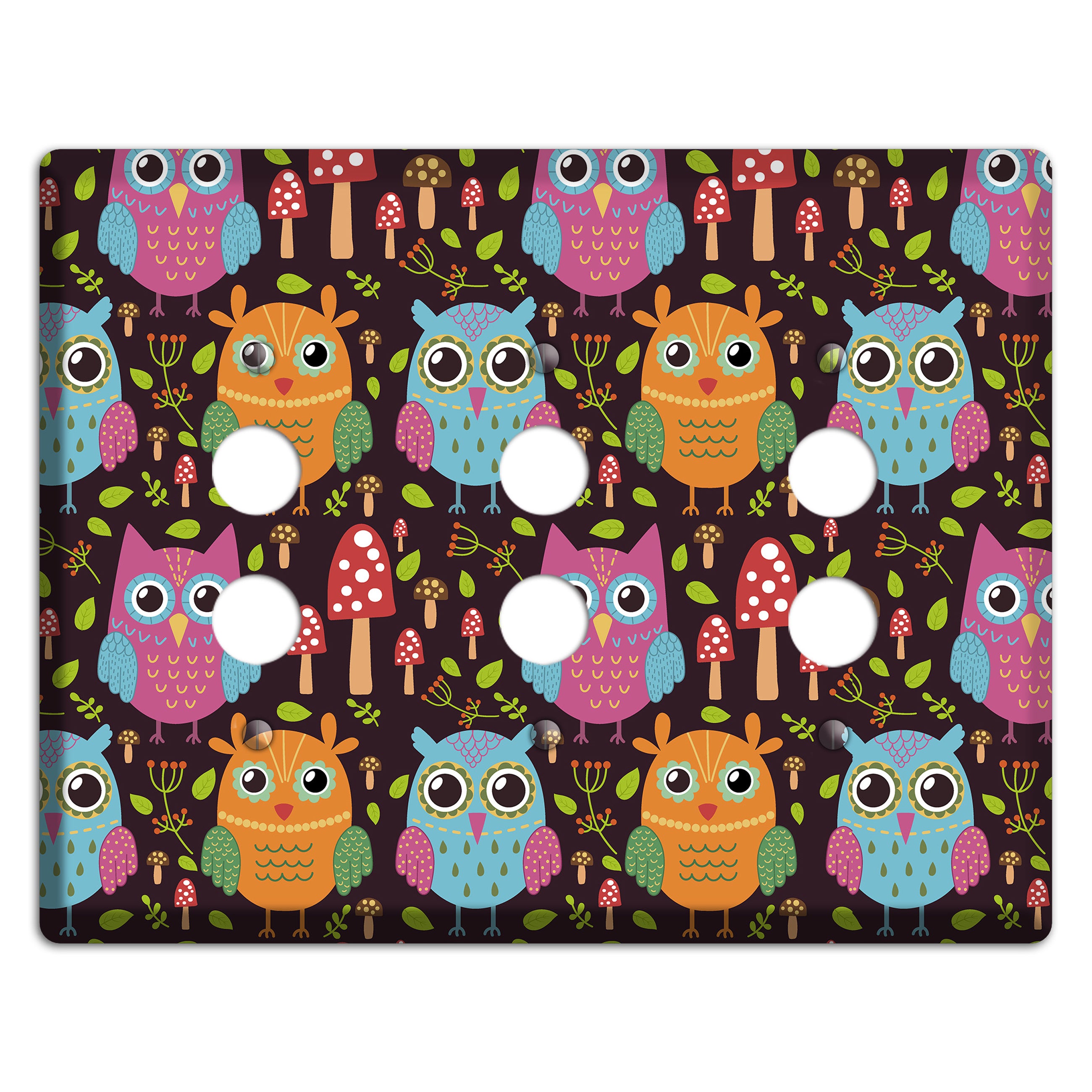 Bright Forest Owls 3 Pushbutton Wallplate