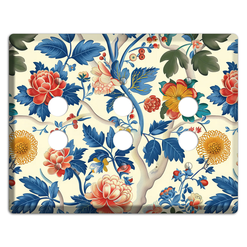 Porcelain Garden Riot 3 Pushbutton Wallplate