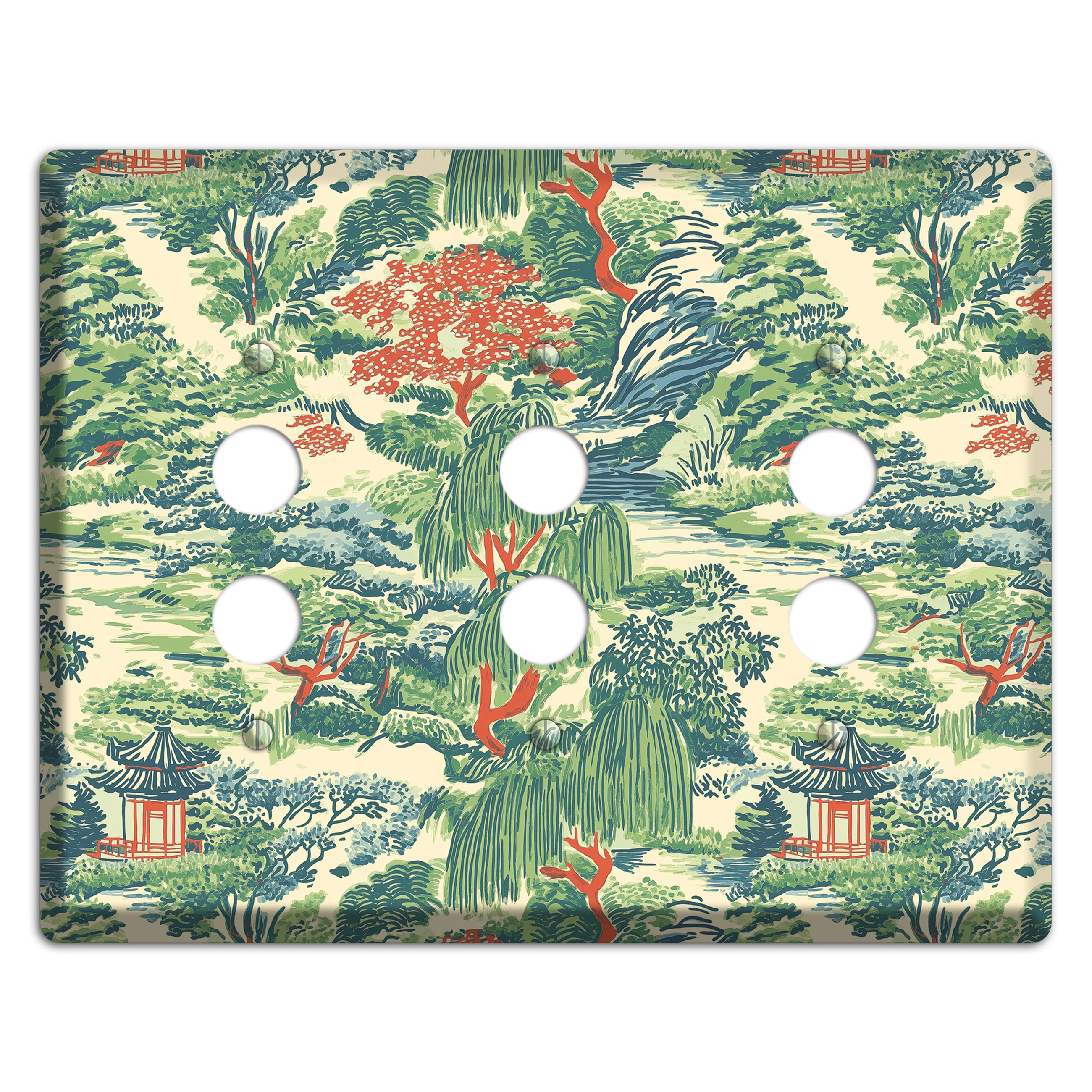 Pavilion & Willow 3 Pushbutton Wallplate