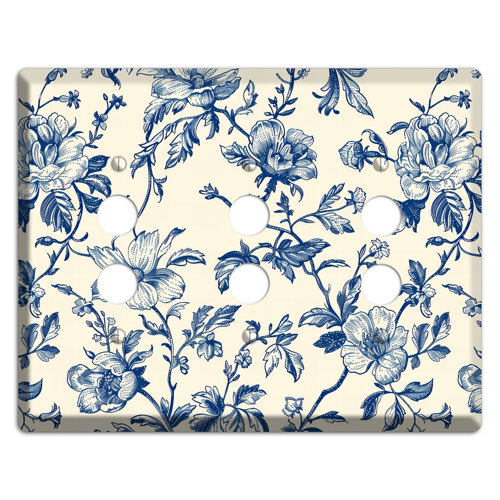 Garden Indigo Reverie 3 Pushbutton Wallplate