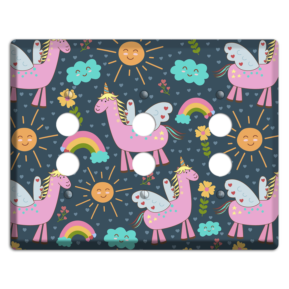 Magic Meadow (Navy) 3 Pushbutton Wallplate