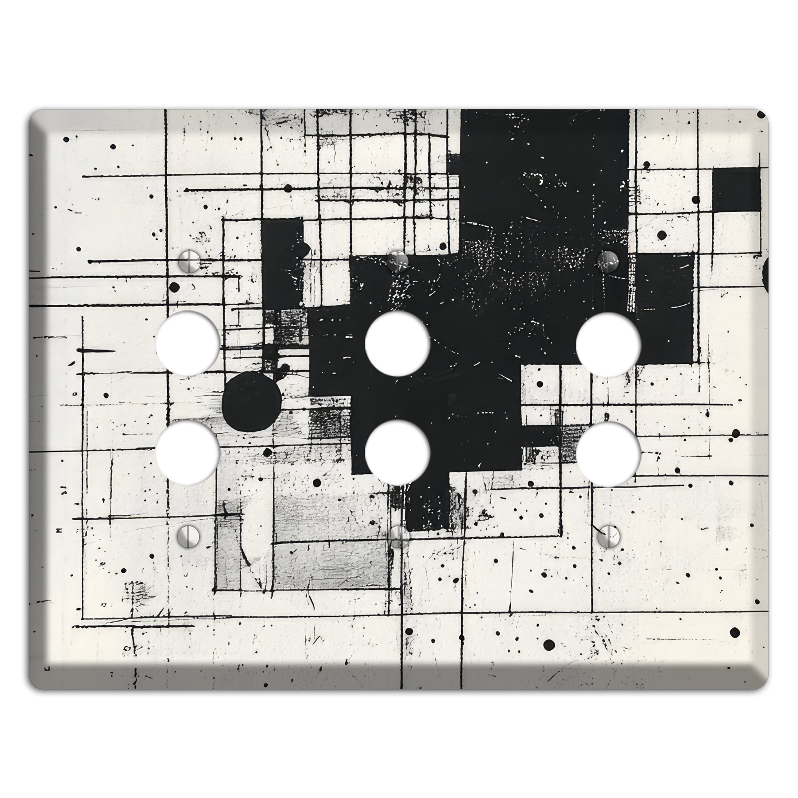 Drafting Ghost Grid 3 Pushbutton Wallplate