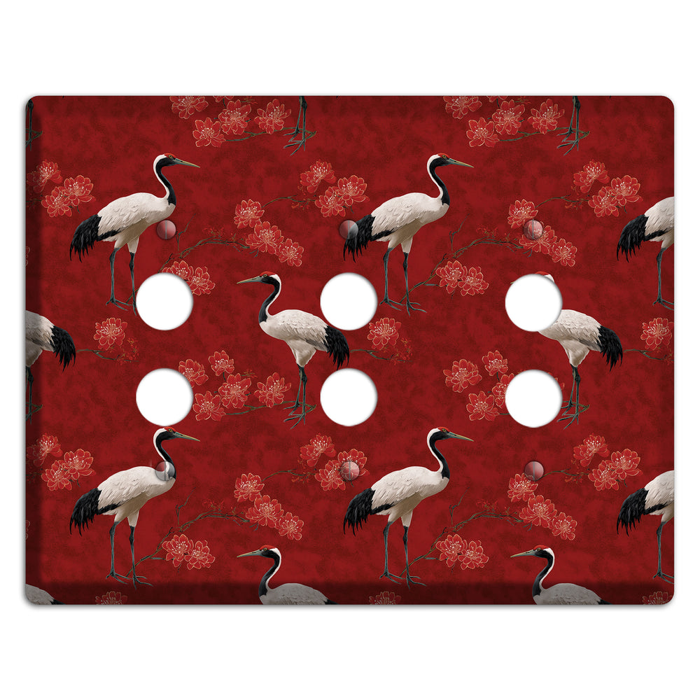 Vermillion Crane Bloom 3 Pushbutton Wallplate