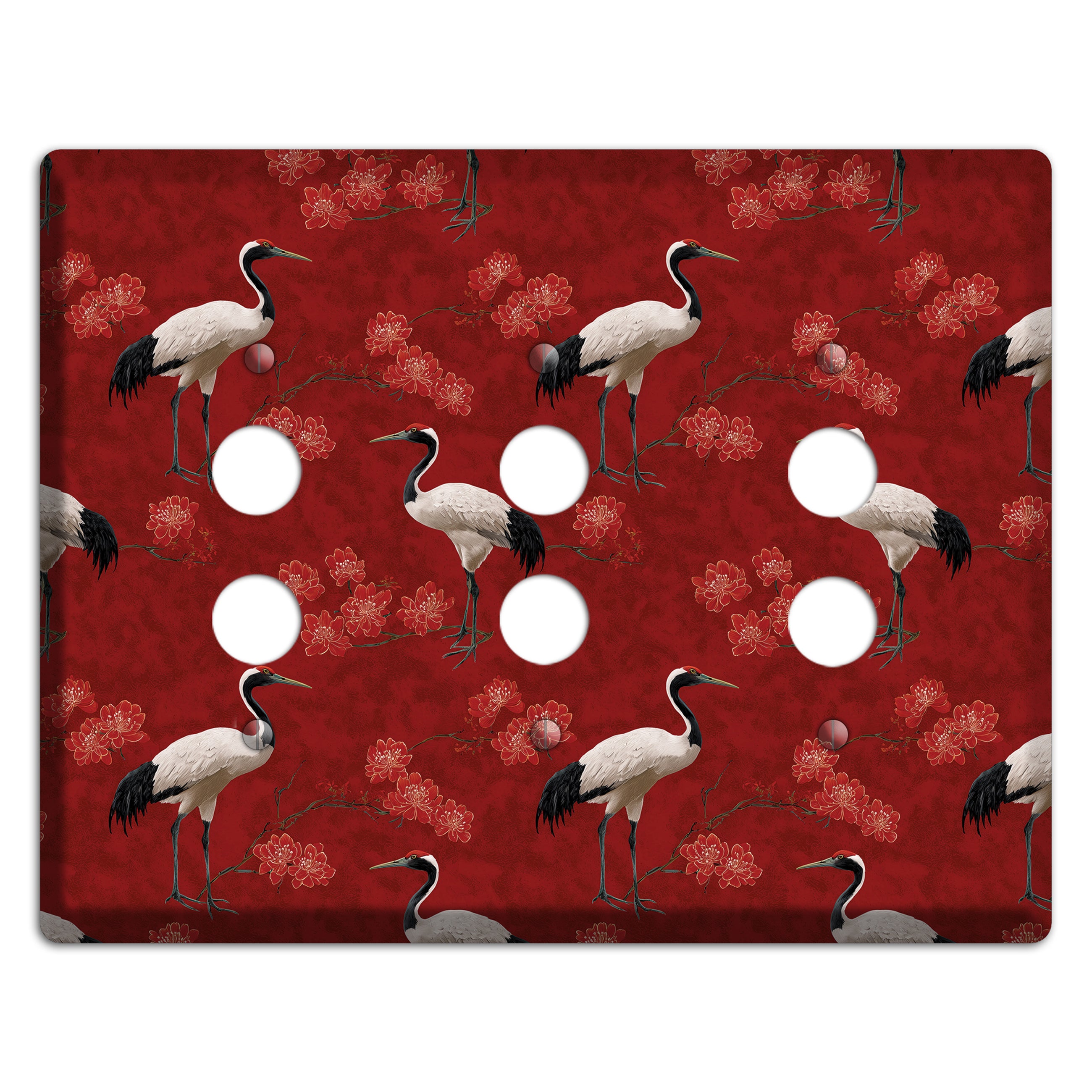 Vermillion Crane Bloom 3 Pushbutton Wallplate