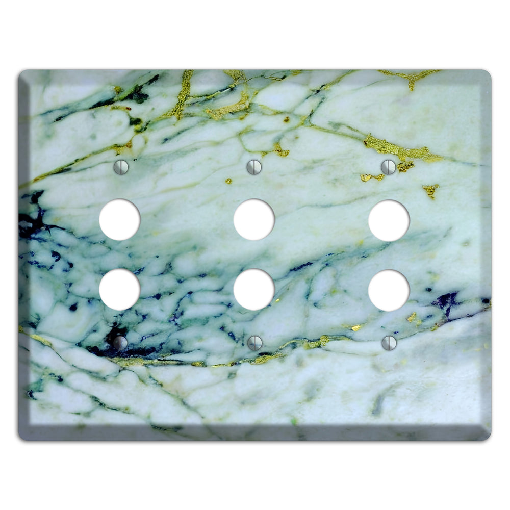 White, Green and Blue Marble 3 Pushbutton Wallplate