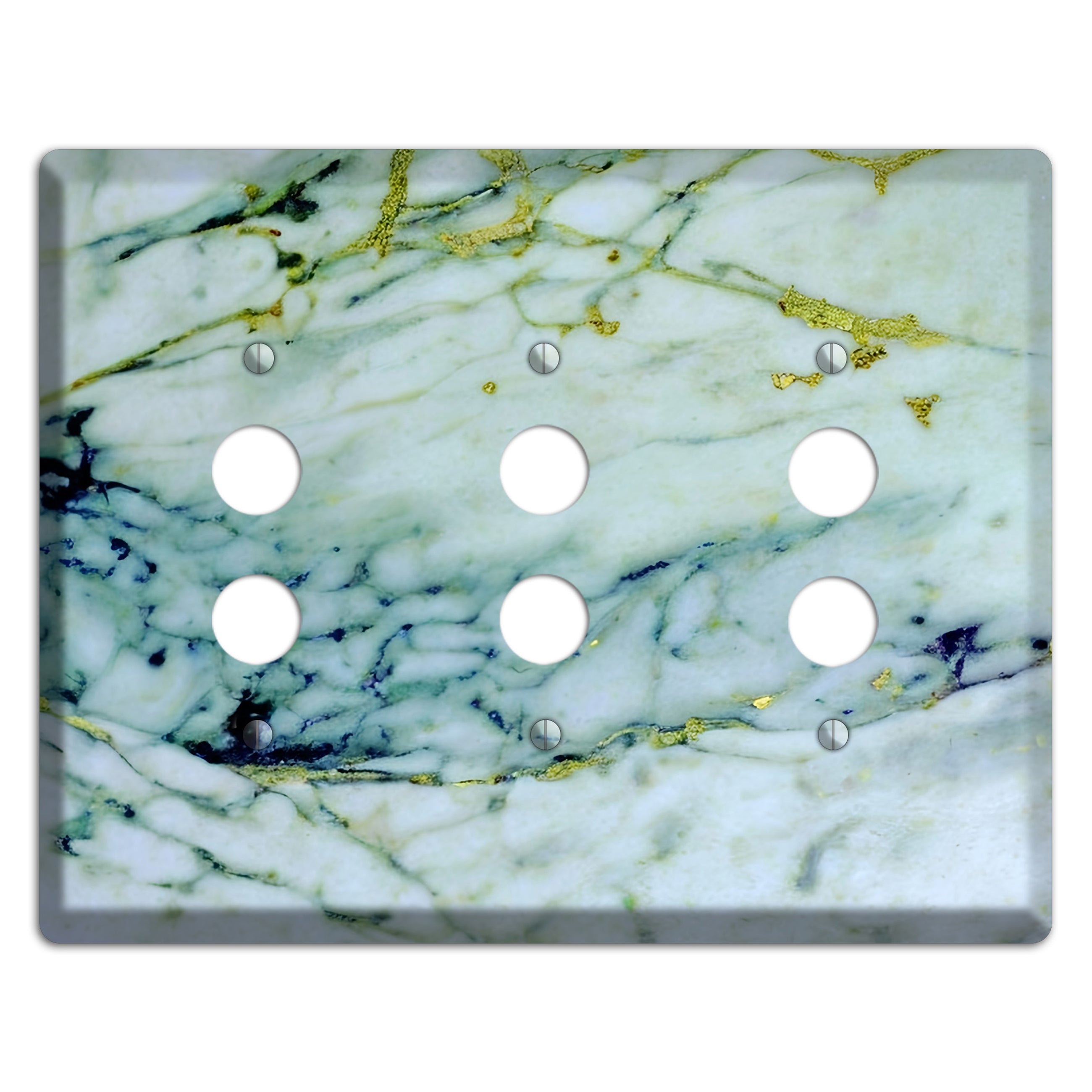 White, Green and Blue Marble 3 Pushbutton Wallplate
