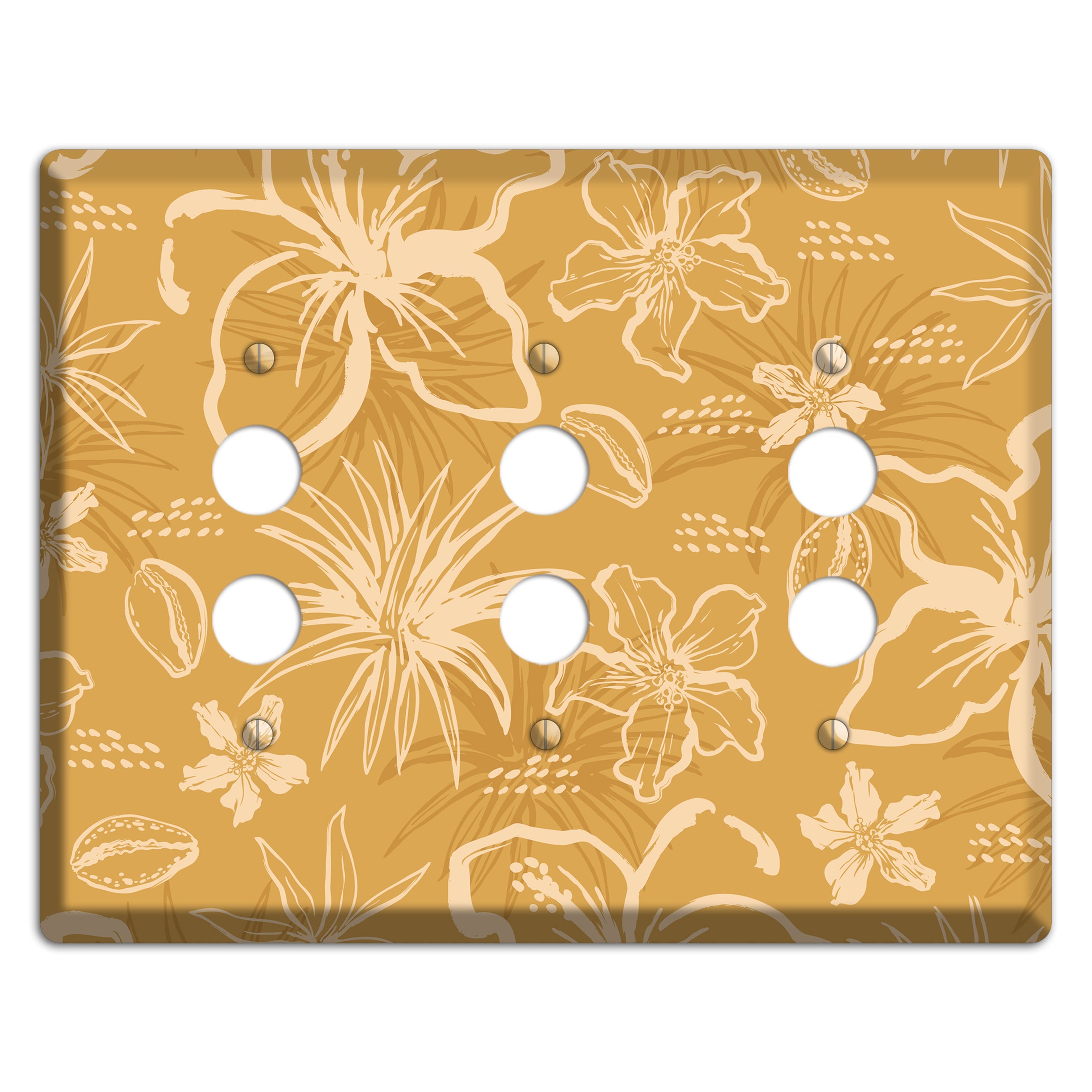 Golden Hibiscus Drift 3 Pushbutton Wallplate