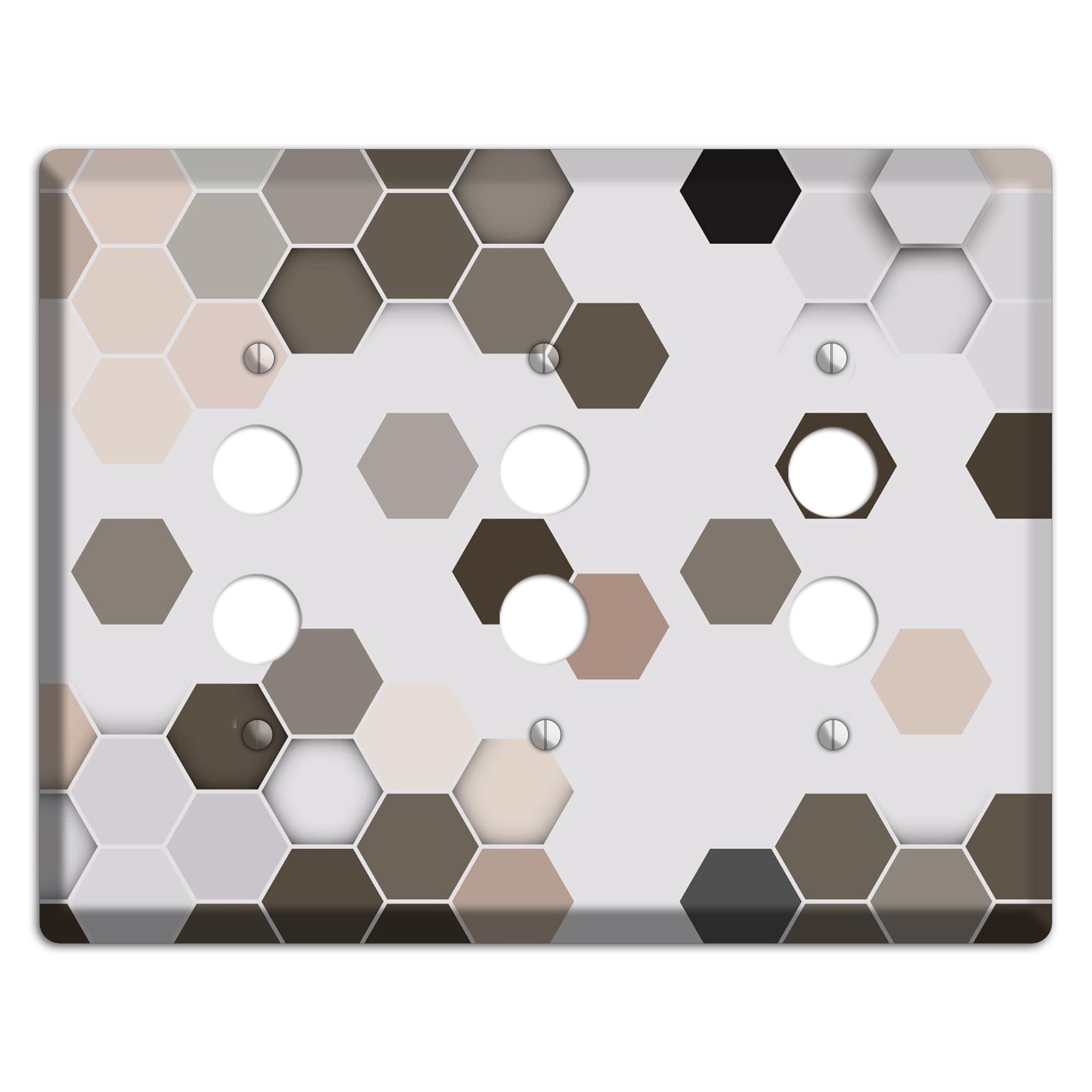 Hex Grid – Cool Slate 3 Pushbutton Wallplate