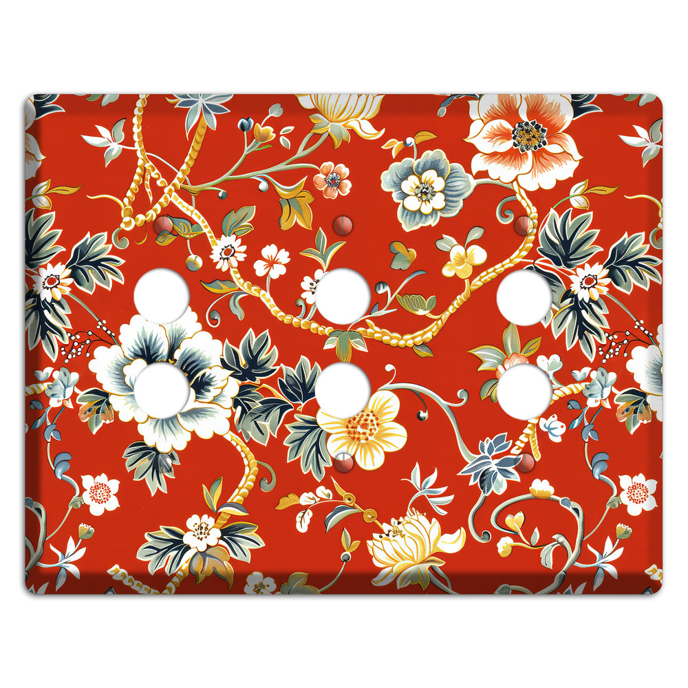 Crimson Garden Reverie 3 Pushbutton Wallplate