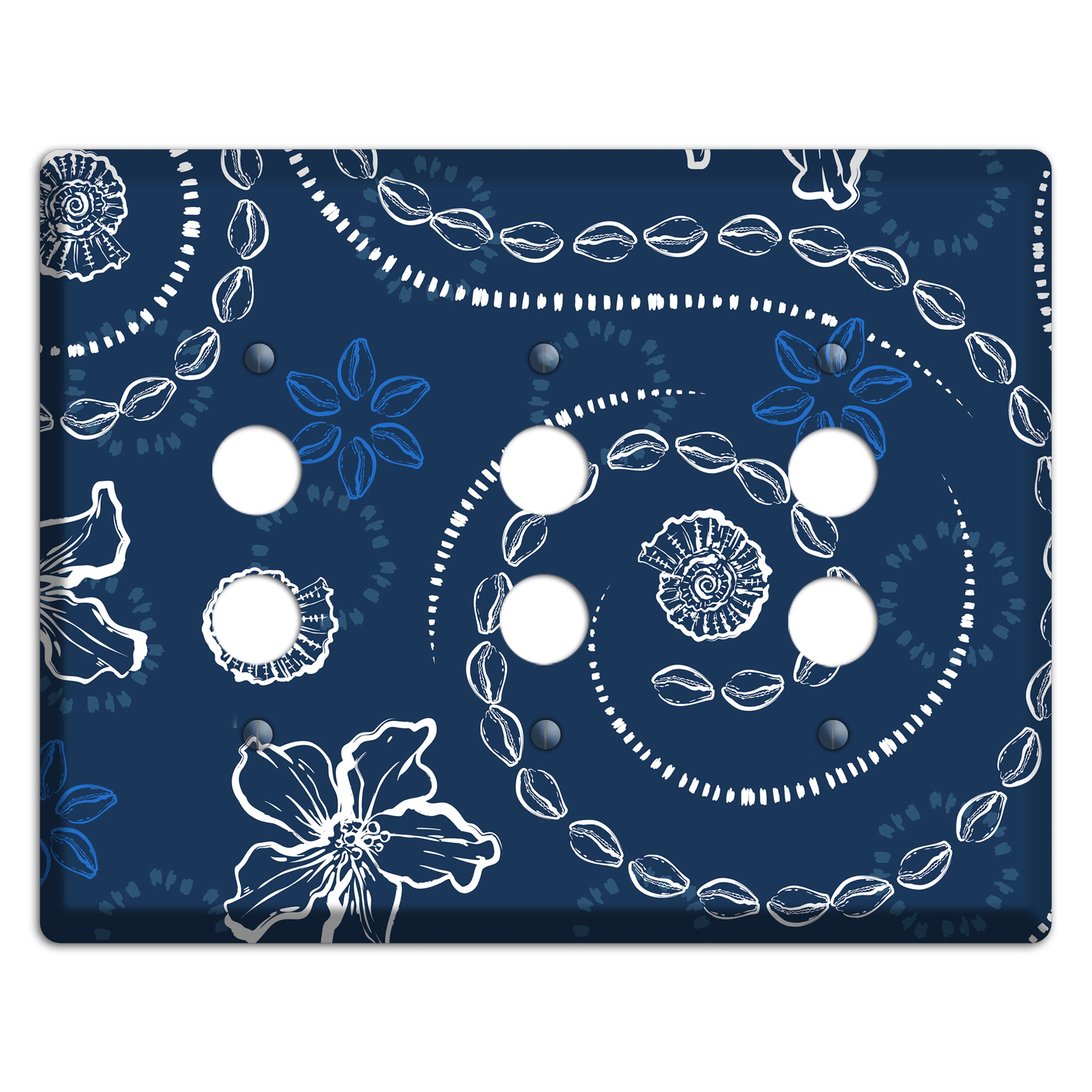 Indigo Cowrie Spiral 3 Pushbutton Wallplate