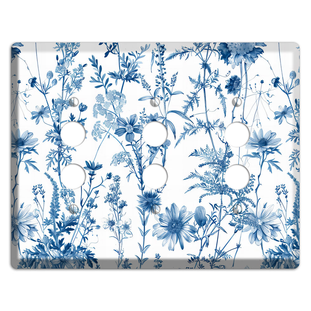 Meadow Pressed Blue 3 Pushbutton Wallplate