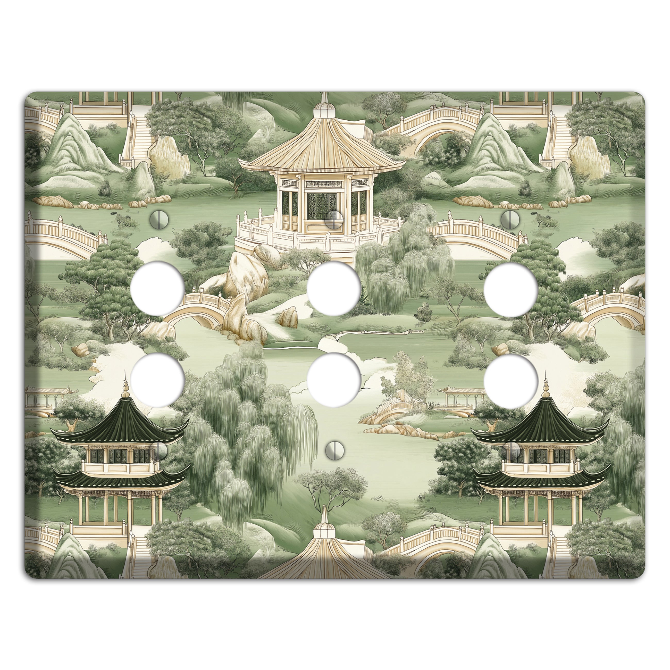 Jade Garden Toile 3 Pushbutton Wallplate