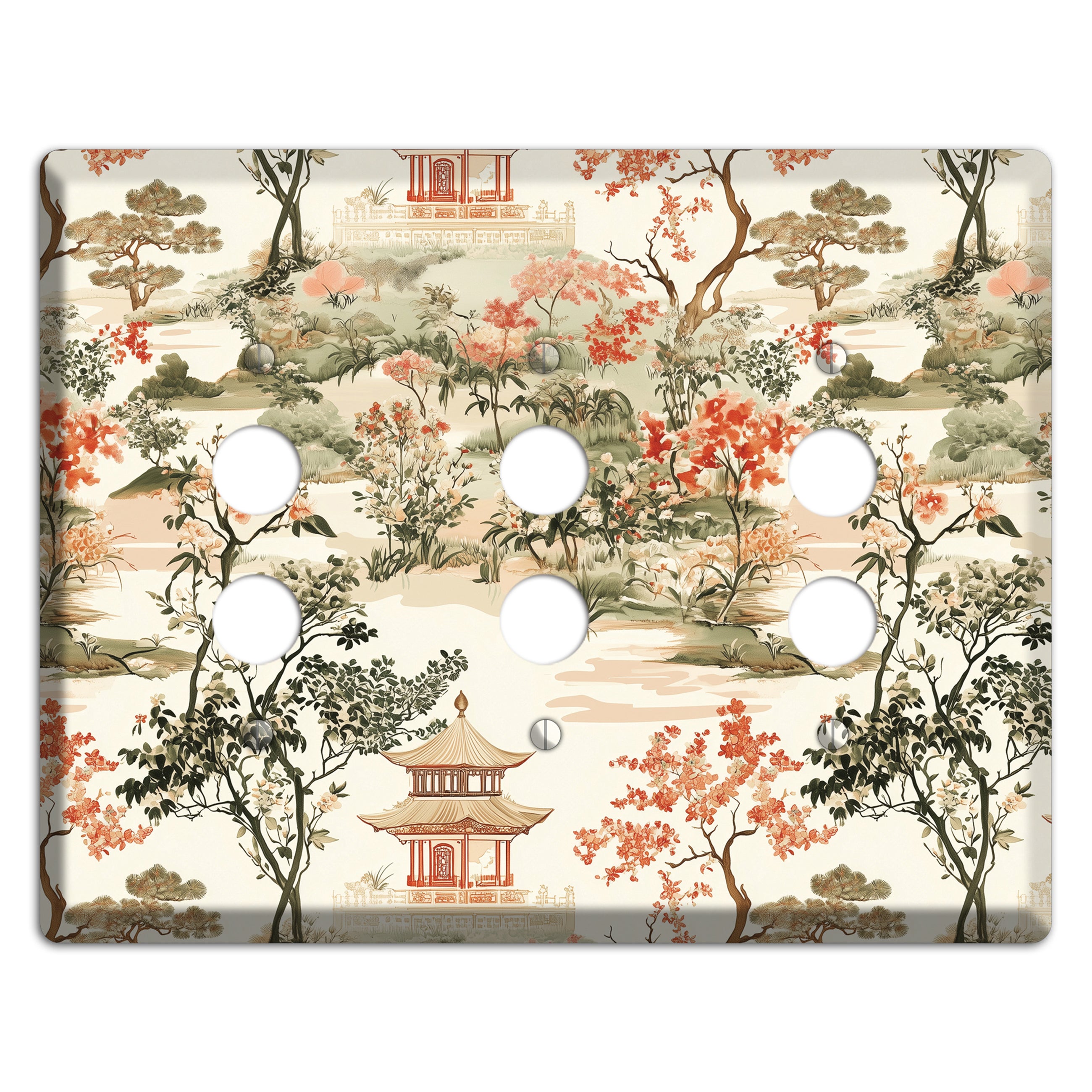 Pavilion & Petal 3 Pushbutton Wallplate