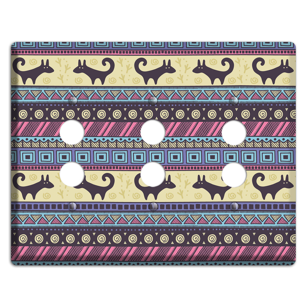 Folk Fox Stripes 3 Pushbutton Wallplate