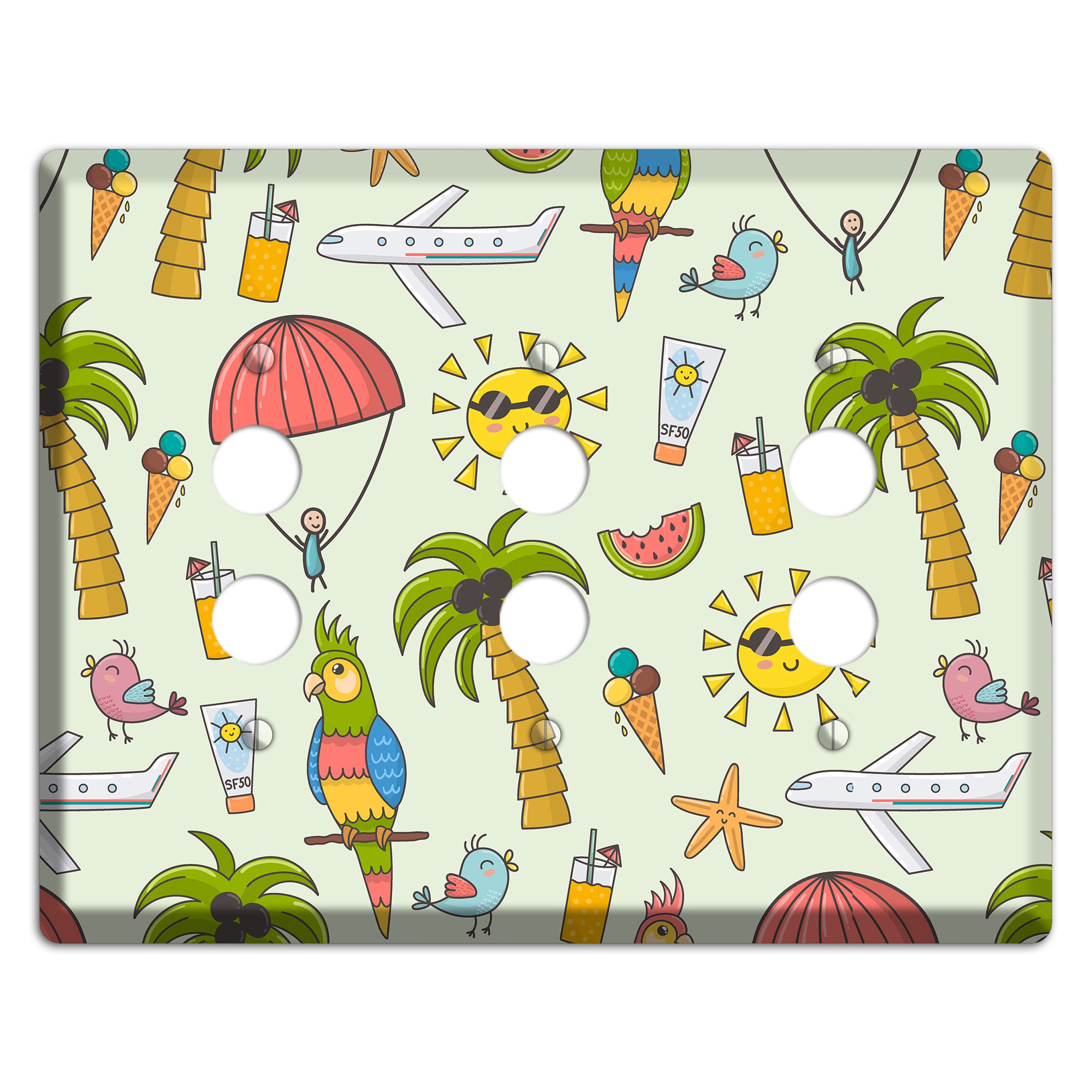 Tropical Vacation 3 Pushbutton Wallplate