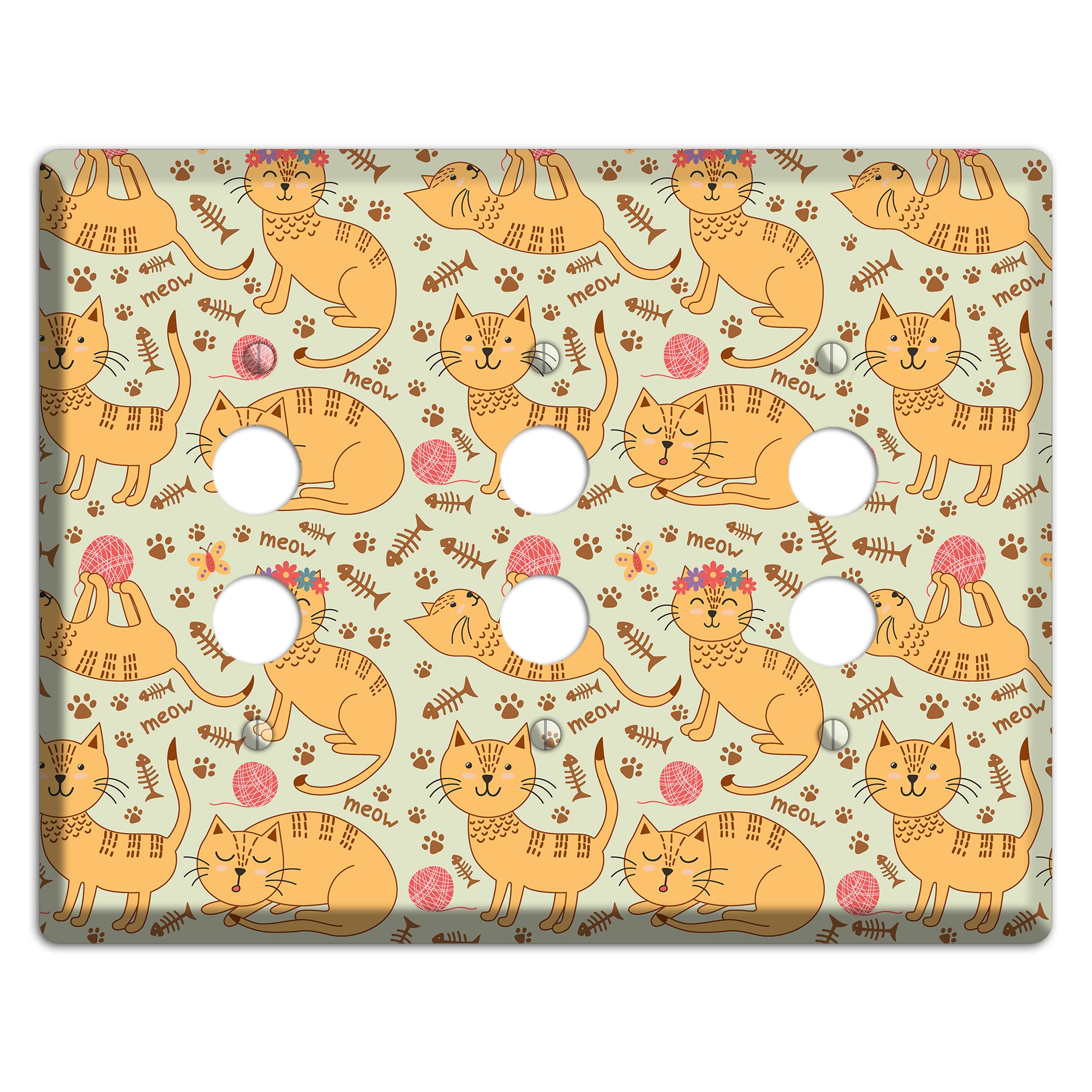 Meow Mix (Beige) 3 Pushbutton Wallplate