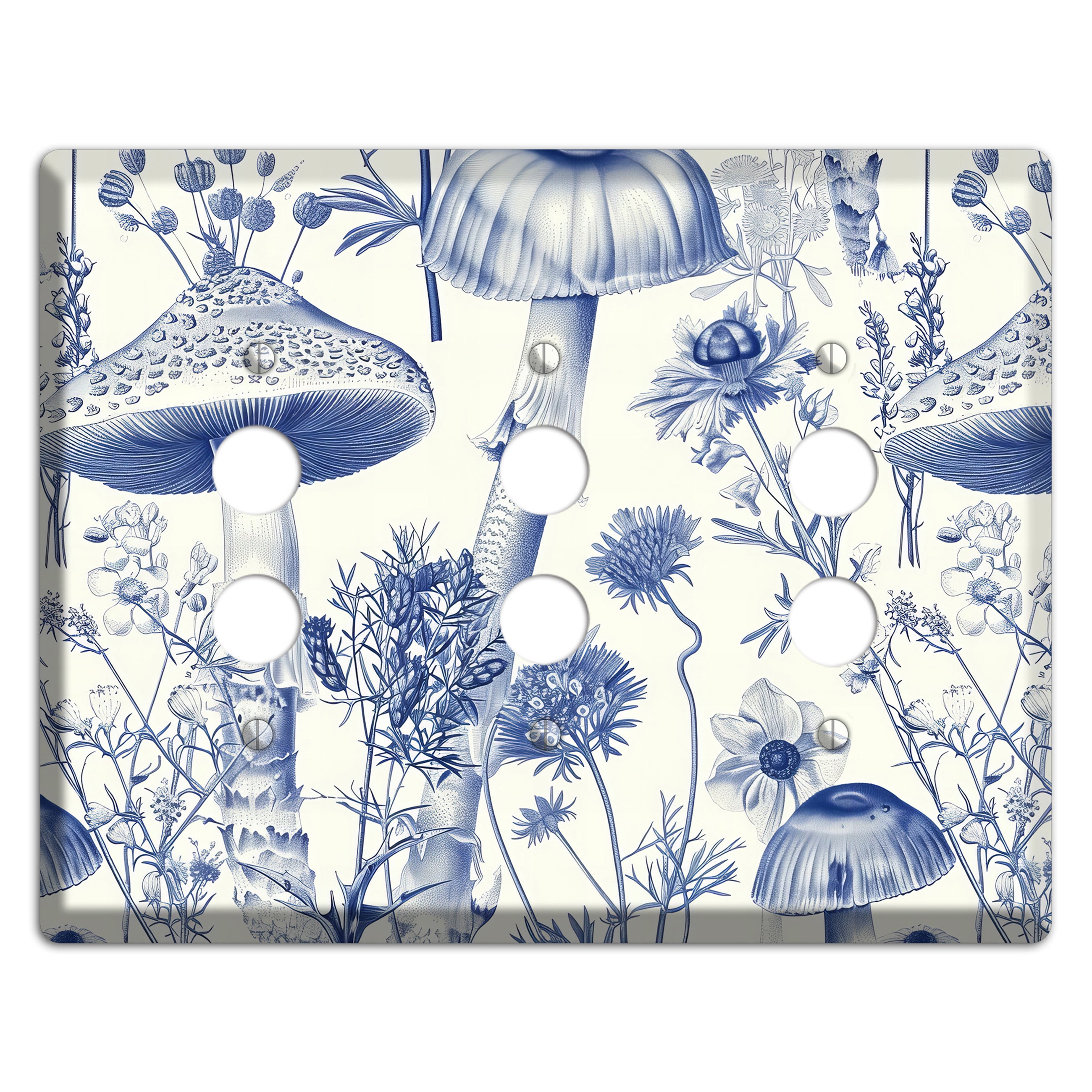 Cobalt Spore Garden 3 Pushbutton Wallplate