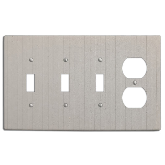 White Boho Stripes 3 Toggle / Duplex Outlet Cover Plate
