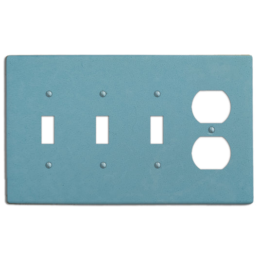 Caribbean Blue Boho Smooth 3 Toggle / Duplex Outlet Cover Plate
