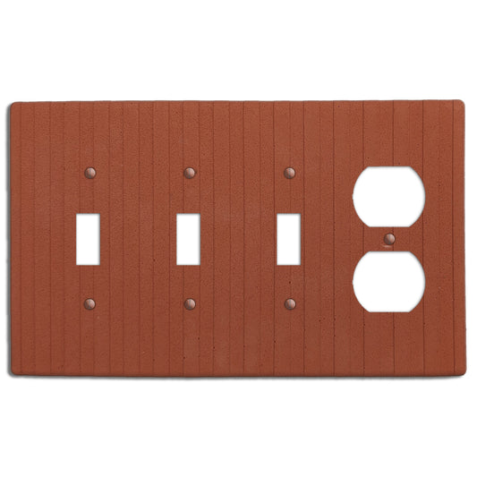 Terra Red Boho Stripes 3 Toggle / Duplex Outlet Cover Plate
