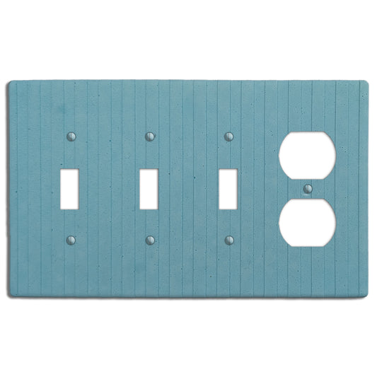 Caribbean Blue Boho Stripes 3 Toggle / Duplex Outlet Cover Plate