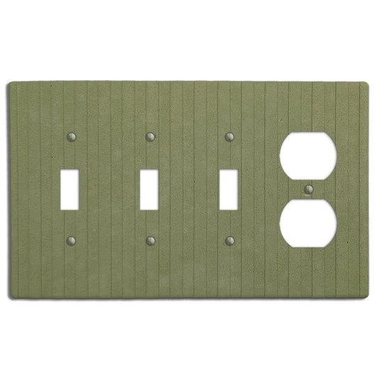 Sage Green Boho Stripes 3 Toggle / Duplex Outlet Cover Plate