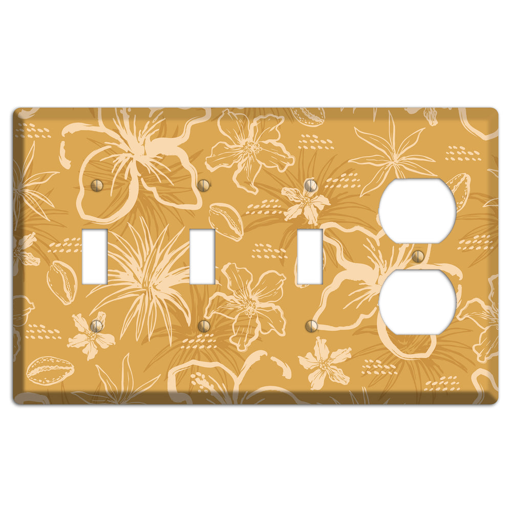 Golden Hibiscus Drift 3 Toggle / Duplex Wallplate
