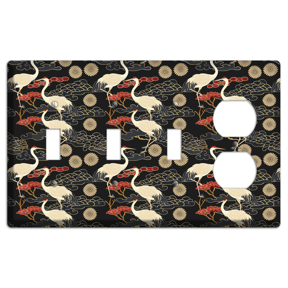 Obsidian Crane Procession 3 Toggle / Duplex Wallplate