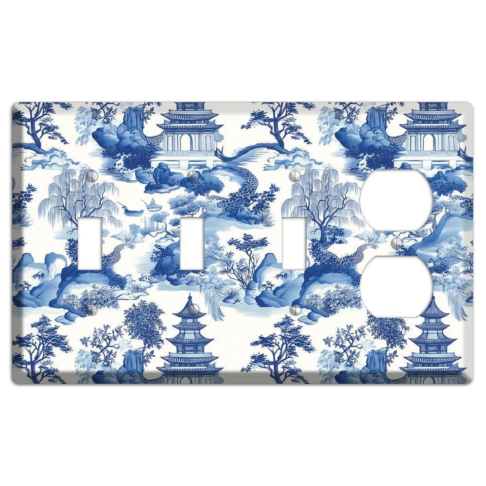 Willow & Pagoda 3 Toggle / Duplex Wallplate
