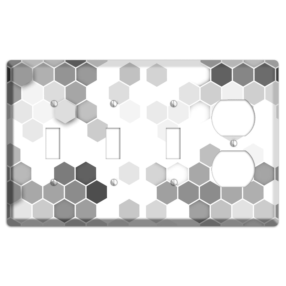 Monochrome Hexagon Tiling 3 Toggle / Duplex Wallplate