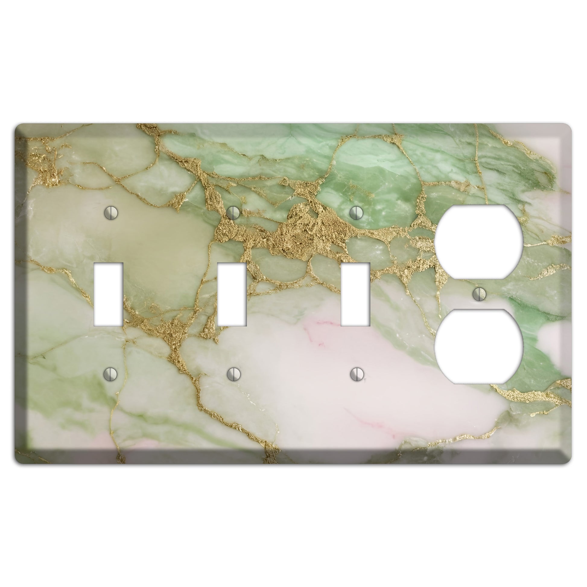 Swamp Green Marble 3 Toggle / Duplex Wallplate