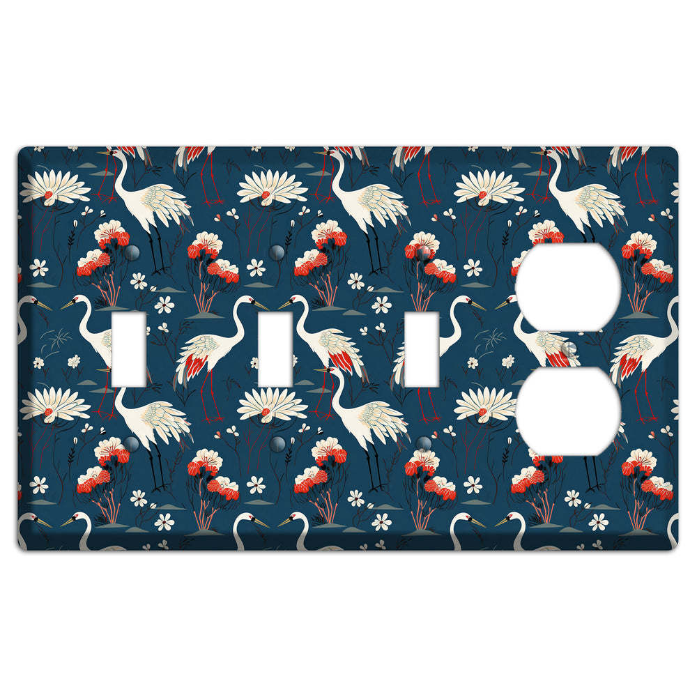 Sapphire Crane Meadow 3 Toggle / Duplex Wallplate