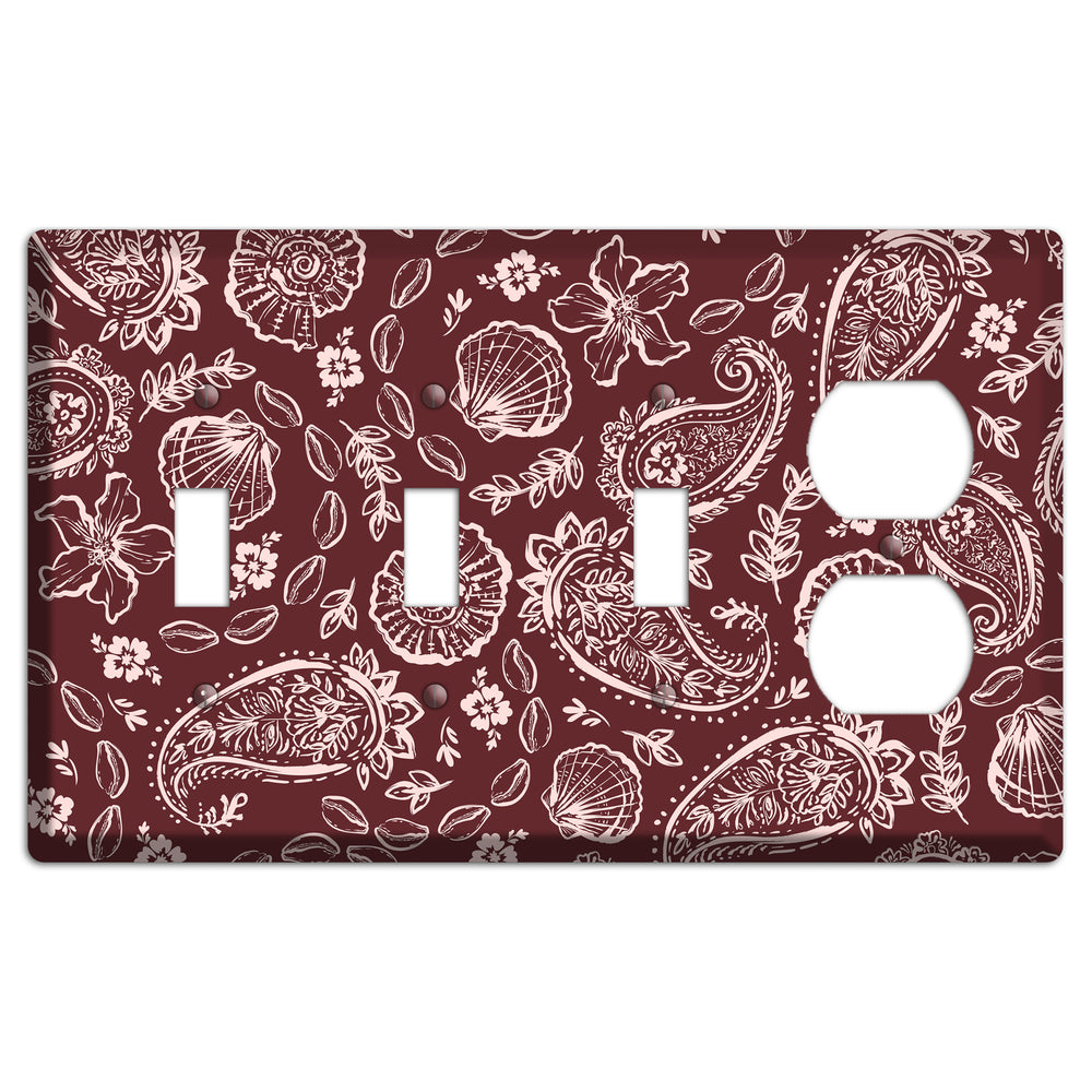 Crimson Shell Paisley 3 Toggle / Duplex Wallplate