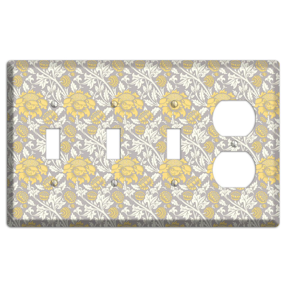 Golden Peony Lace 3 Toggle / Duplex Wallplate