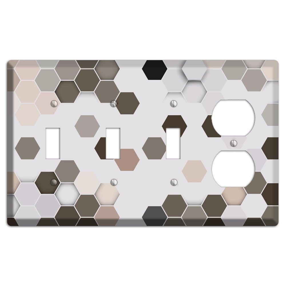 Hex Grid ‚Äì Cool Slate 3 Toggle / Duplex Wallplate