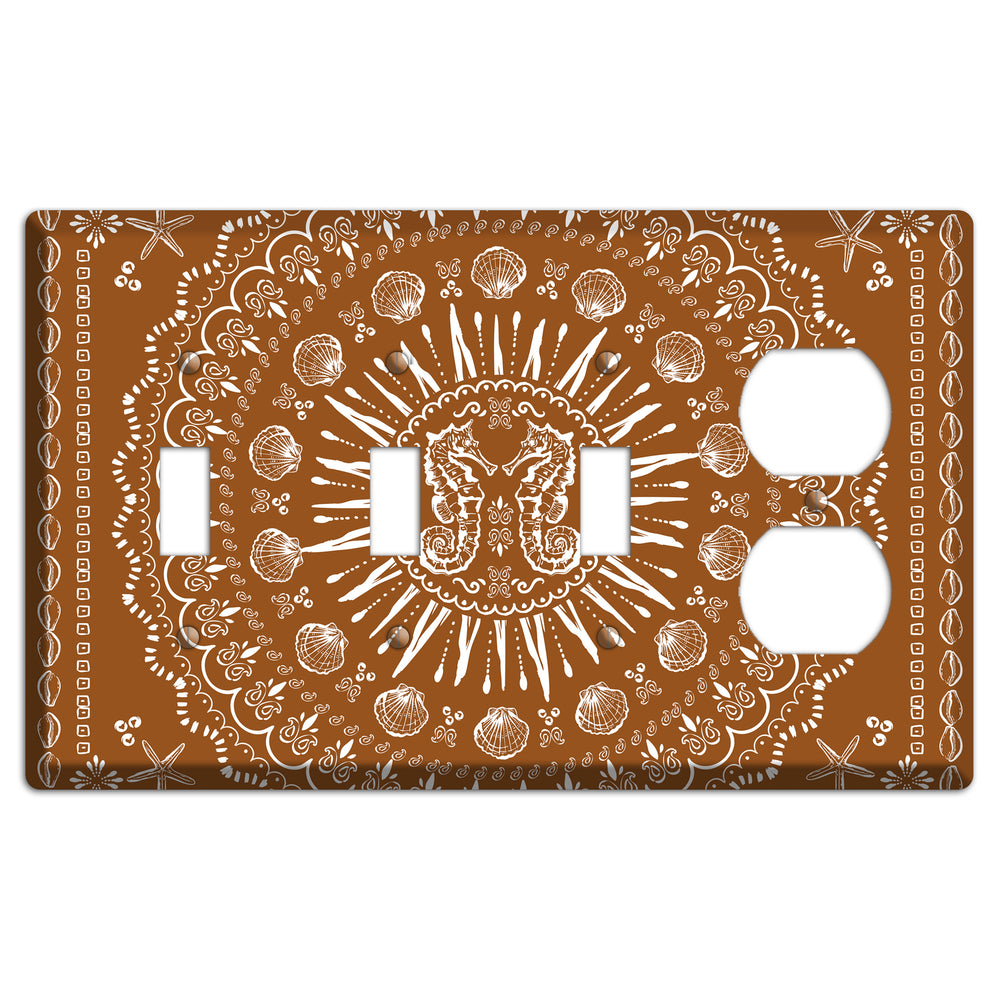Russet Seahorse Mandala 3 Toggle / Duplex Wallplate