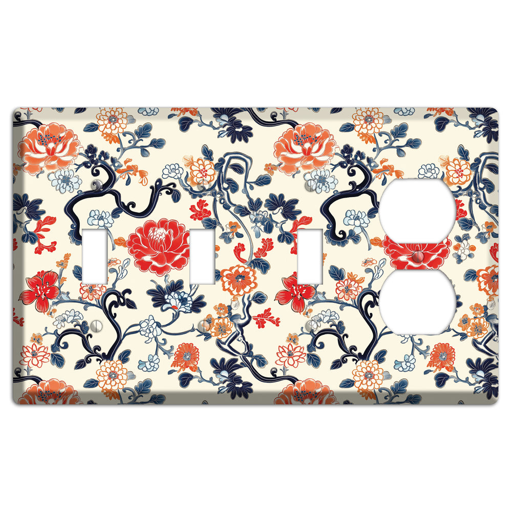 Crimson Garden Scroll 3 Toggle / Duplex Wallplate