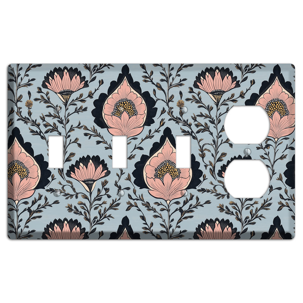 Lotus & Damask Dusk 3 Toggle / Duplex Wallplate