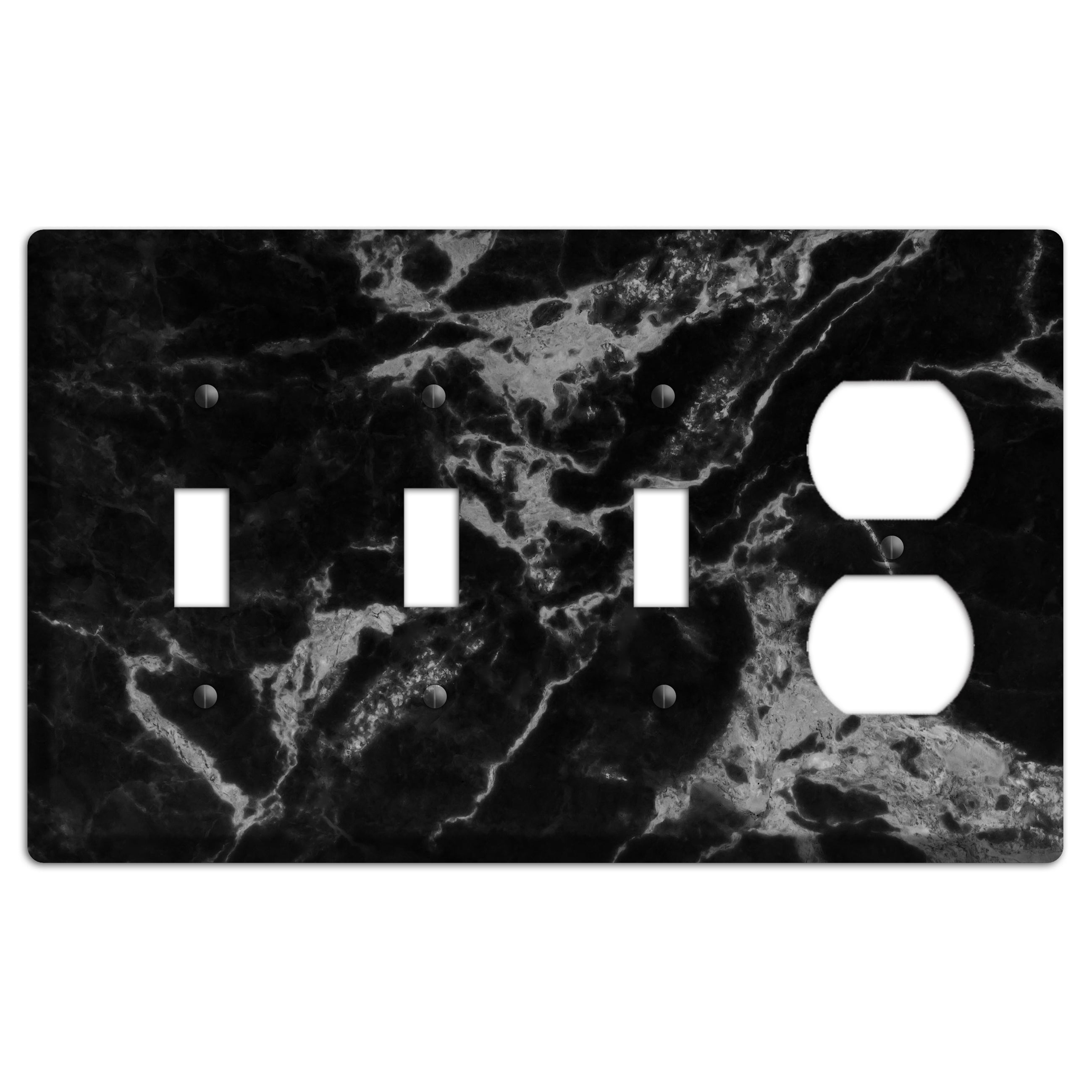 Black and Silver Marble 3 Toggle / Duplex Wallplate