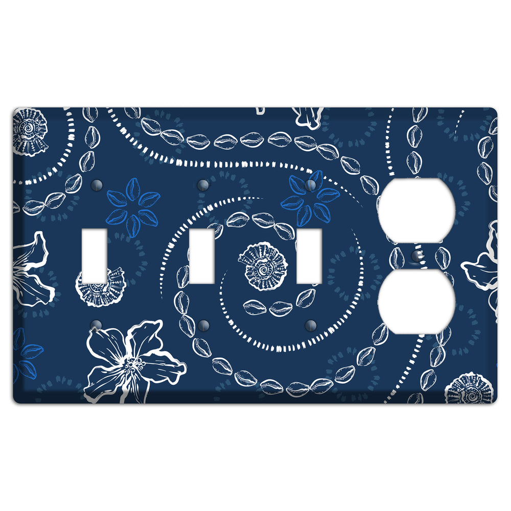 Indigo Cowrie Spiral 3 Toggle / Duplex Wallplate