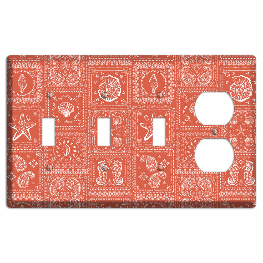 Terracotta Shell Patchwork 3 Toggle / Duplex Wallplate