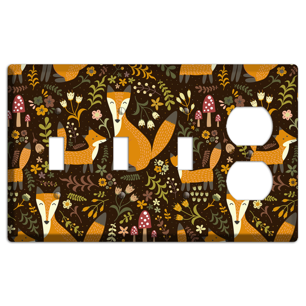 Fox Garden (Chocolate) 3 Toggle / Duplex Wallplate