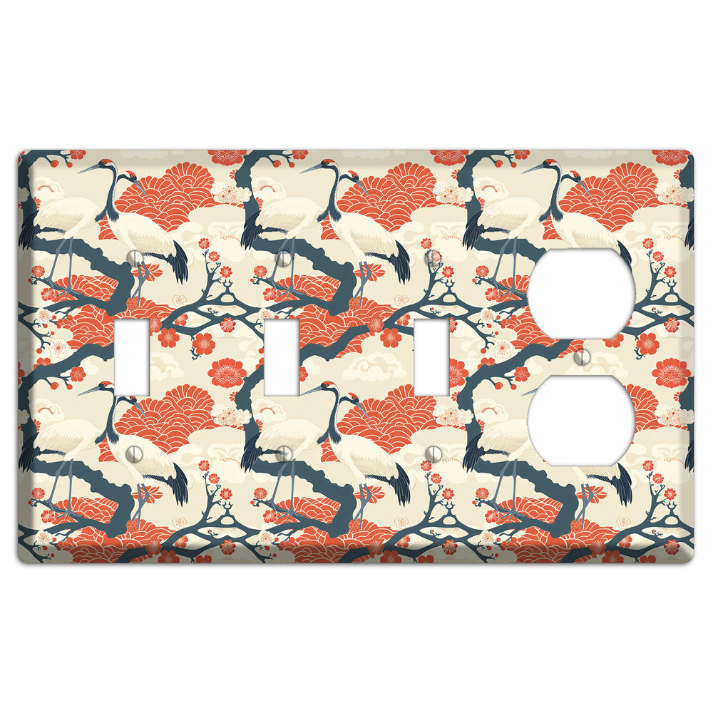 Vermillion Crane Court 3 Toggle / Duplex Wallplate