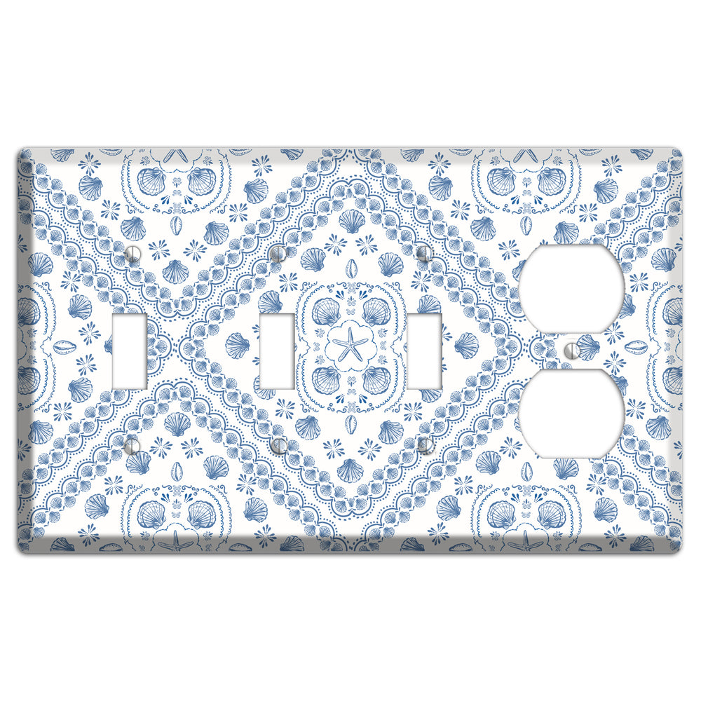 Azure Shell Damask 3 Toggle / Duplex Wallplate