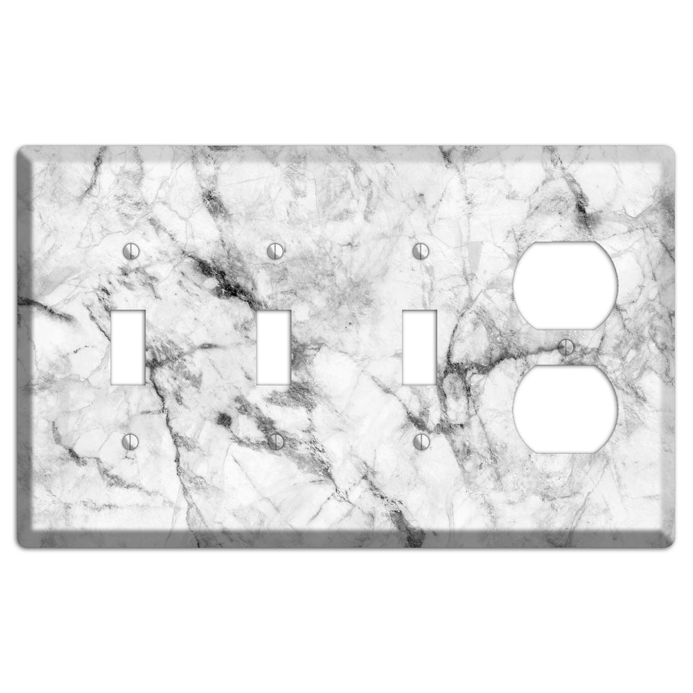 White and Gray Marble 3 Toggle / Duplex Wallplate
