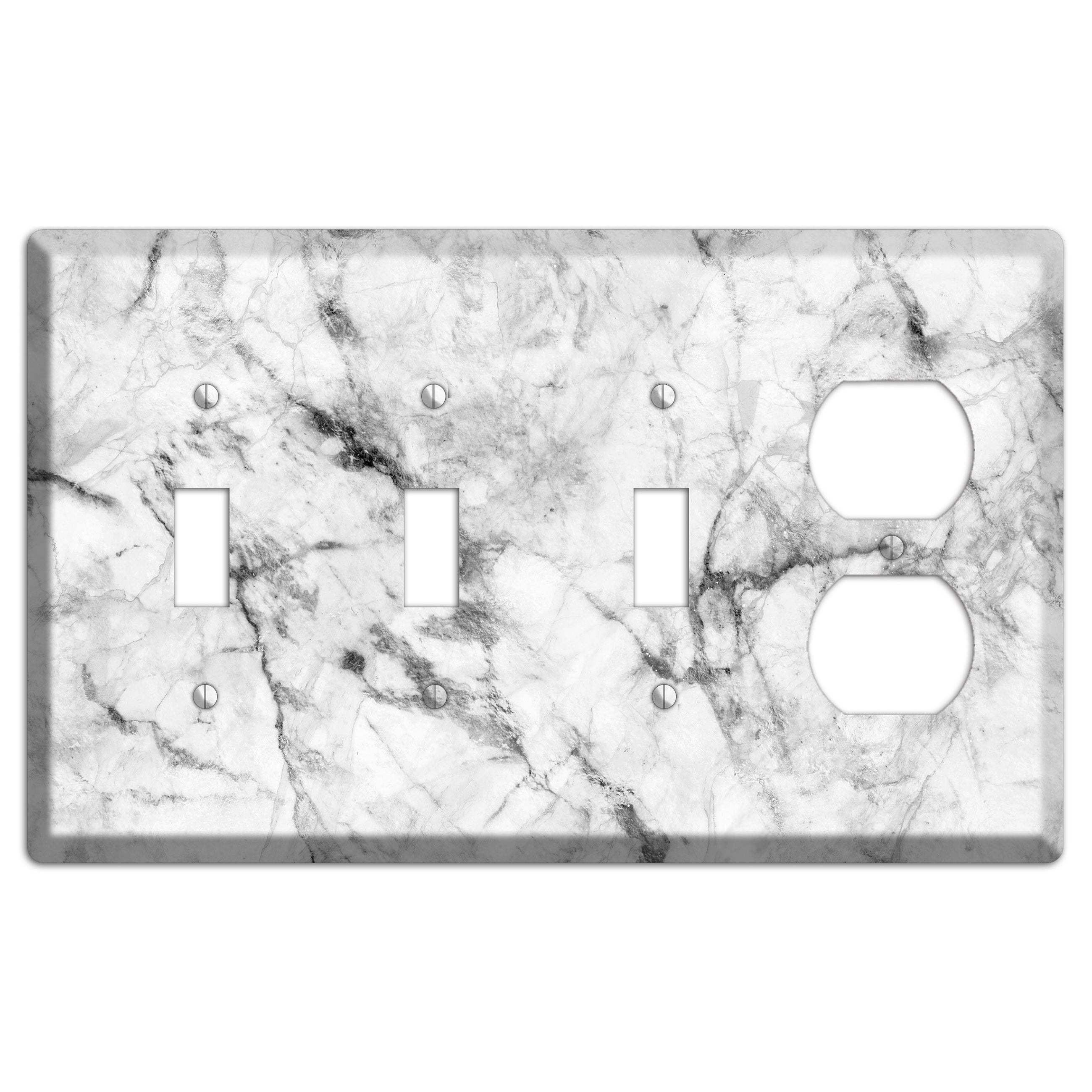 White and Gray Marble 3 Toggle / Duplex Wallplate