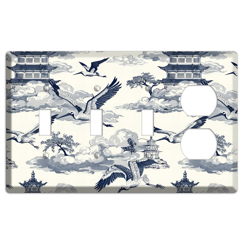 Crane Sky Toile 3 Toggle / Duplex Wallplate