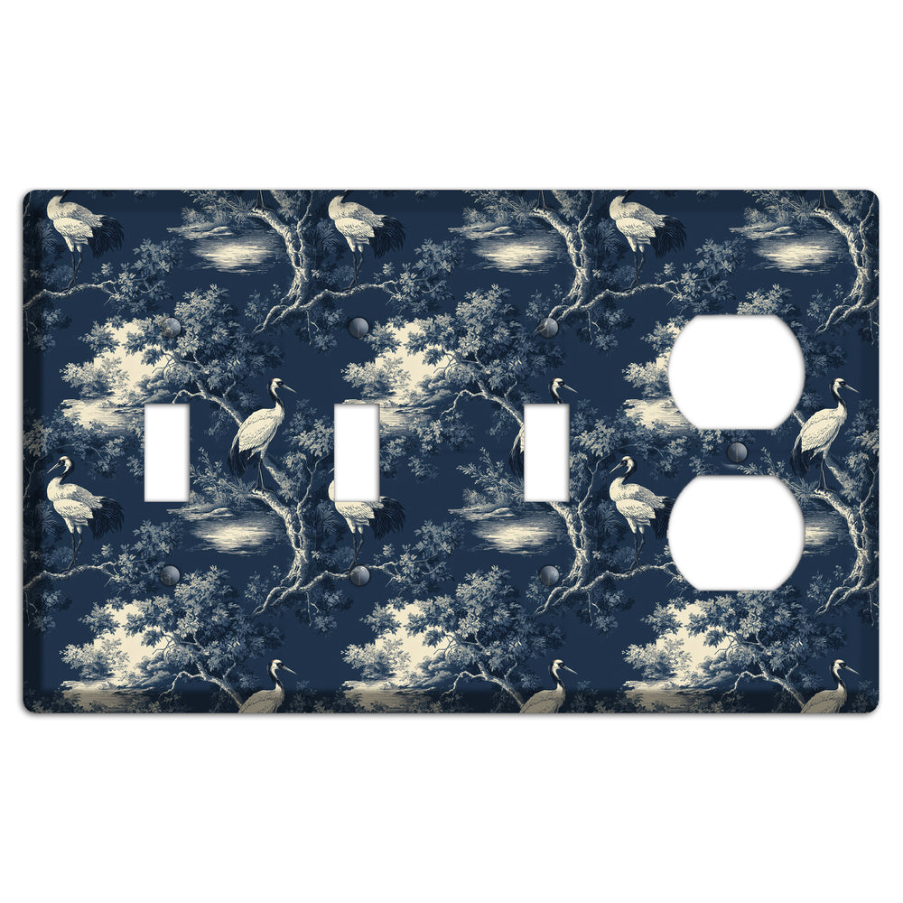 Midnight Crane Toile 3 Toggle / Duplex Wallplate