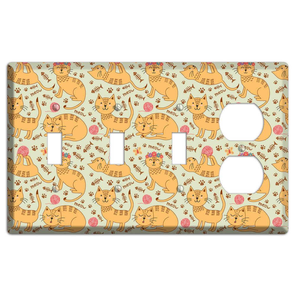 Meow Mix (Beige) 3 Toggle / Duplex Wallplate